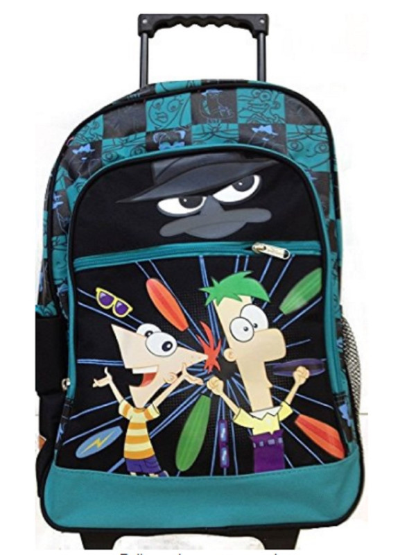Phine & Ferb 16 Inch Large Rolling Backpack